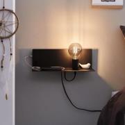 Paulmann wandlamp Devara, zwart 40 cm E27 USB-poort