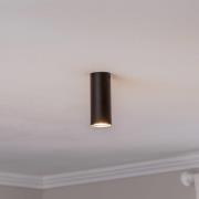 Plafondspot Tecno 1S, staal, GU10, hoogte 15 cm, zwart