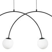 Hanglamp Nova, glas/metaal, zwart/wit, 4-lamps
