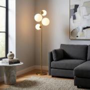 Vloerlamp Fazli, goud, glas/metaal, hoogte 162 cm, E14