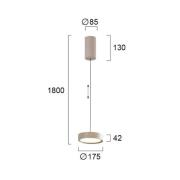 LED hanglamp Denver, Ø 17 cm, beige, metaal