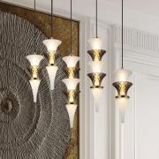 LED hanglamp Venera, hoogte 29 cm, wit/bruin, glas