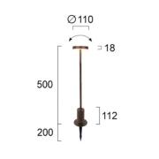 LED sokkellamp Tango roestbruin, hoogte 50 cm metaal, grondpen