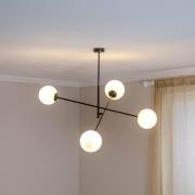 Plafondlamp Linear, zwart/opaal, 4-lamps