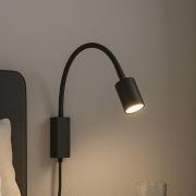 LED wandlamp Justi, zandzwart, hoogte 52 cm, metaal