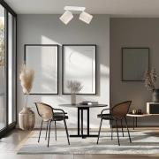 Plafondlamp Suerte, crèmewit, linnen textiel, 2-lamps