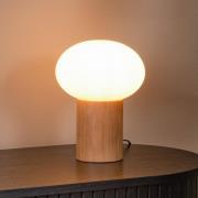 Tafellamp Birtle, hoogte 23 cm, wit/licht hout, hout/glas