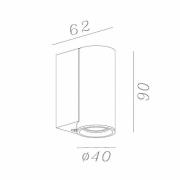 Wandspot Dupla, grijs, hoogte 9 cm, metaal