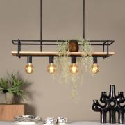 Hanglamp Milonga, zwart, lengte 100 cm, metaal/hout