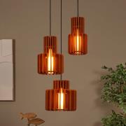 hanglamp Rollo, terracotta, Ø 50 cm, stof/metaal, 3-lamps.