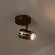 Plafondspot Upton, hoogte 13 cm, zwart/rookgrijs, metaal