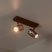 Plafondspot Upton, lengte 26 cm, zwart/rookgrijs, 2-lamps.