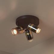 Plafondspot Upton, Ø 31 cm, zwart/rookgrijs, 3-lamps.