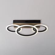 LED plafondlamp Blevins 3-lamps zwart/houtlook, lengte 46 cm