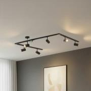 Lindby railsystem Linaro, GU10, 6-lamps, zwart, C-vorm