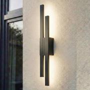 Lindby LED buiten wandlamp Sakari, zwart, aluminium, hoogte 59 cm