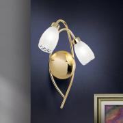 wandlamp CARLA, messingkleurig Hoogte 35 cm Metaal/glas 2-lamps.