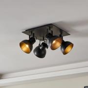 Plafondspot Barnstaple, zwart, 4-lamps