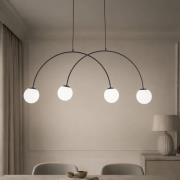 Hanglamp Nova, glas/metaal, zwart/wit, 4-lamps