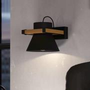 Wandlamp Maccles in zwart met hout