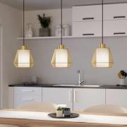 Ciudadela hanglamp, zwart/messing, 3-lamps.