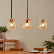 Hykeham hanglamp, lengte 91 cm, naturel, 3-lamps, bamboe