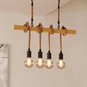 Youngstown hanglamp, lengte 70 cm, zwart/bruin, 4-lamps.