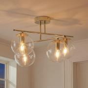 Plafondlamp Zoe, goudkleurig, lengte 51 cm, glas, 4-lamps