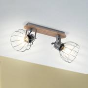 Plafondlamp Sambatello, 2-lamps, bruin/zilver