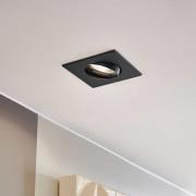 PRIOS inbouwlamp Fibur, zwart, 9 cm, GU10, set van 10