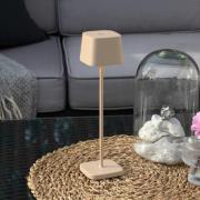 LED tafellamp op accu Capri, hoogte 25 cm, zandkleurig, IP54