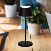 LED-batterij-tafellamp Asena Pro zandzwart, 30 cm metaal IP54