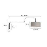 Wandlamp Bloeba, zwart-modder Uitsteek, 140 cm Chintz