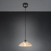 Hanglamp Eluna, amber/zwart, Ø 30 cm, glas/metaal 1-lamp.