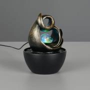 LED tafellamp Luma, bruin, hoogte 19 cm, kunsthars, RGB USB