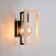 Wandlamp Bano, hout/zwart, hoogte 25 cm, metaal, E27
