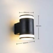 LED buiten wandlamp Cusco, zwart, hoogte 14 cm, IP44 GX53-LED