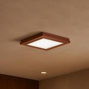 Plafondlamp Tally, breedte 32 cm, terracotta, hout, E27