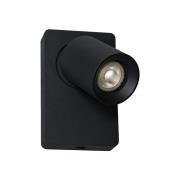 Wandspot Steven, schakelaar, zwenkbaar, zwart