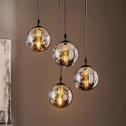 Hanglamp Glassy, 4-lamps, zwart, grafiet, glas, E14