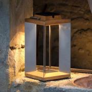 Teckinox LED-lantaarn op zonne-energie, teak/staal, 36,5cm