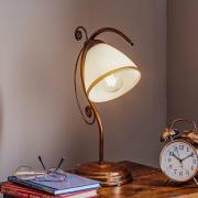 Tafellamp Roma, metaal, glas, wit, bruin, hoogte 39 cm