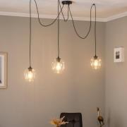Hanglamp Starla, decentraal, 3-lamps, helder, glas, E27