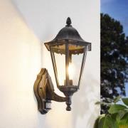Buitenwandlamp Navedo, zwart/zilver, hoogte 42 cm, sensor