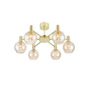 Plafondlamp Ambra, messing/amber, glas, Ø 75 cm