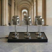 LED tafellamp Quill, chroom, 6 stuks, oplaadstation