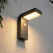 Prios LED-zonne-wandlamp Aurino, zwart, sensor, IP44