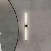 LED wandlamp Runt, zwart/hout 3.000 K IP44 Lengte 40 cm