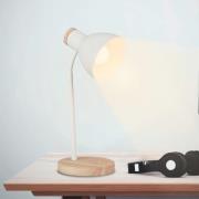 Tafellamp Prep, wit, metaal, hout, E14