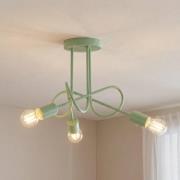 Plafondlamp Oxford, groen, metaal, 3-lamps, E27